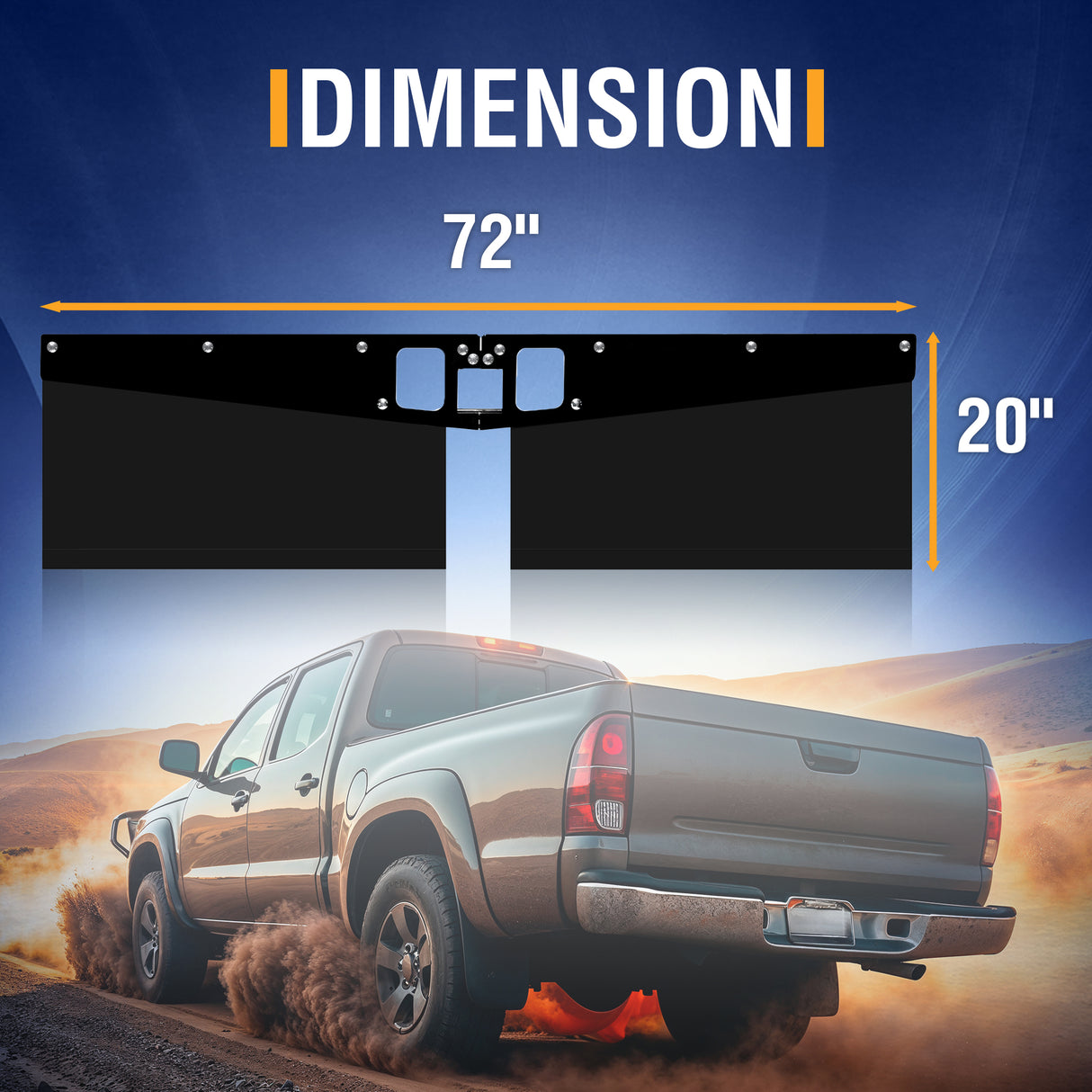 Universal Hitch Mounted Mud Flaps for Trucks, RVs & Trailers - No Drilling - Size 15"
