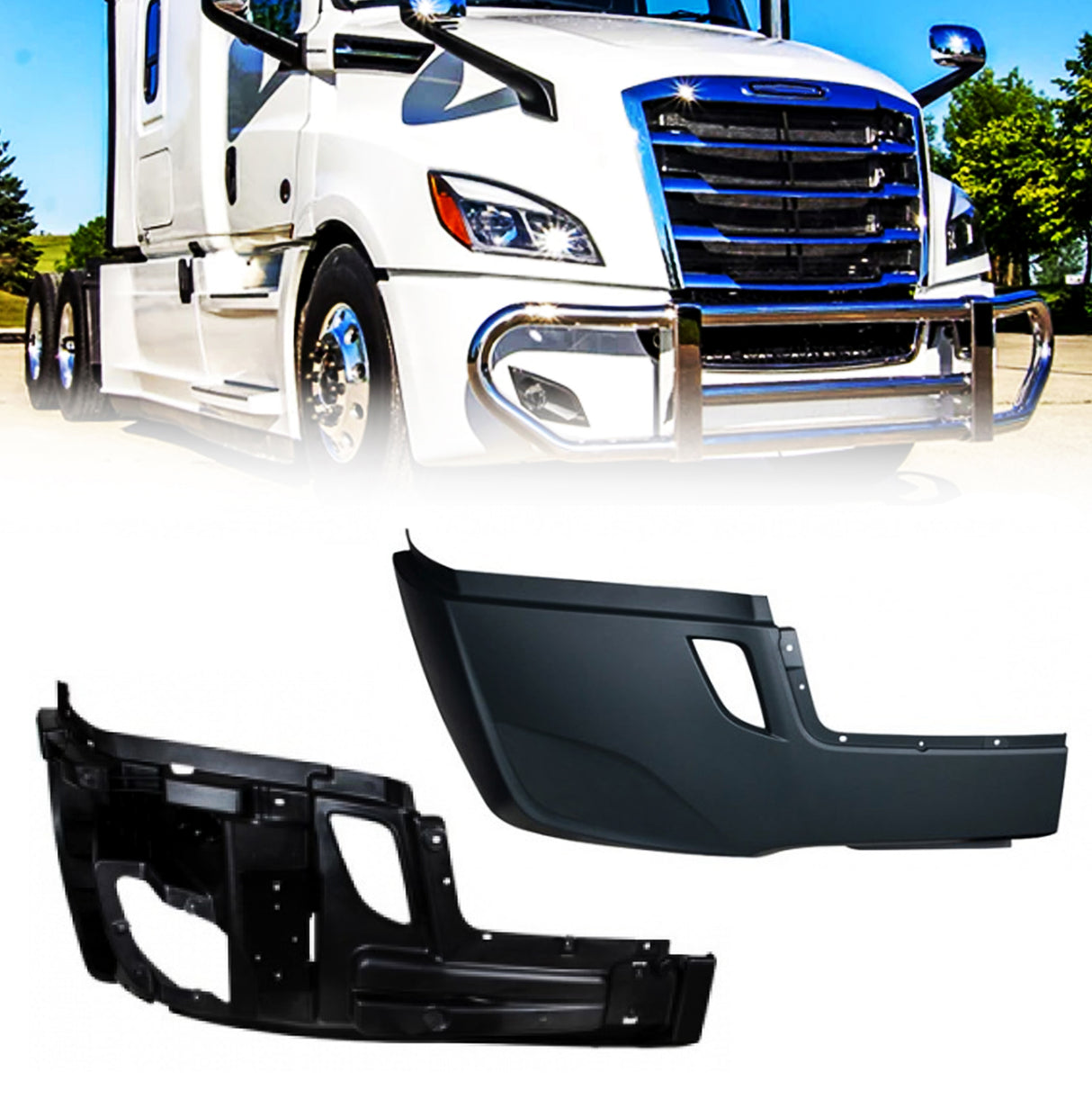Corner Side Bumper with Inner Support Reinforcement for 2018–2024 Freightliner Cascadia | Right Aftermarketus Bumpers