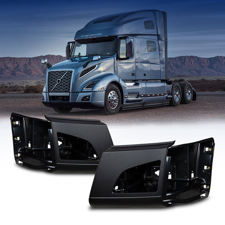 Corner Side Bumper Replacements (with Fog Light Holes) for 2018-2024 Volvo VNL | Pair Aftermarketus Bumpers