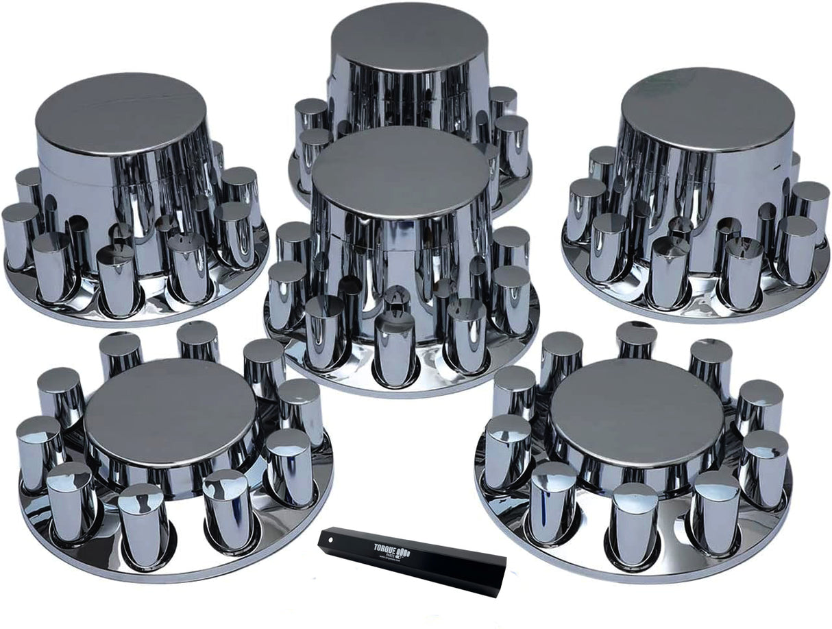 Chrome Axle Wheel Cover Set | Semi Truck Lug Nut Covers