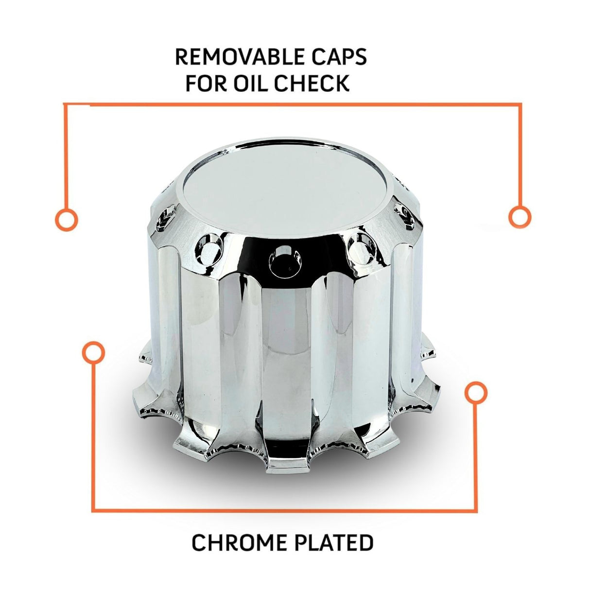 33mm Lug Nut Rear Axle Wheel Cover for Semi Trucks- Chrome - Aftermarketus Torque Lug Nut & Wheel Axle Covers