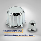 33mm Lug Nut Rear Axle Wheel Cover for Semi Trucks- Chrome - Aftermarketus Torque Lug Nut & Wheel Axle Covers