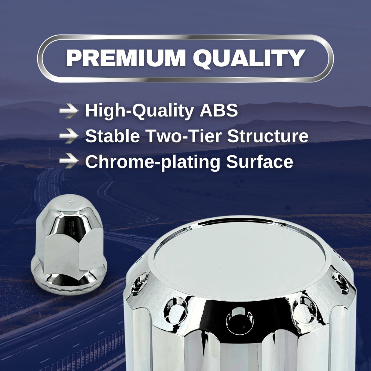 33mm Lug Nut Rear Axle Wheel Cover for Semi Trucks- Chrome - Aftermarketus Torque Lug Nut & Wheel Axle Covers