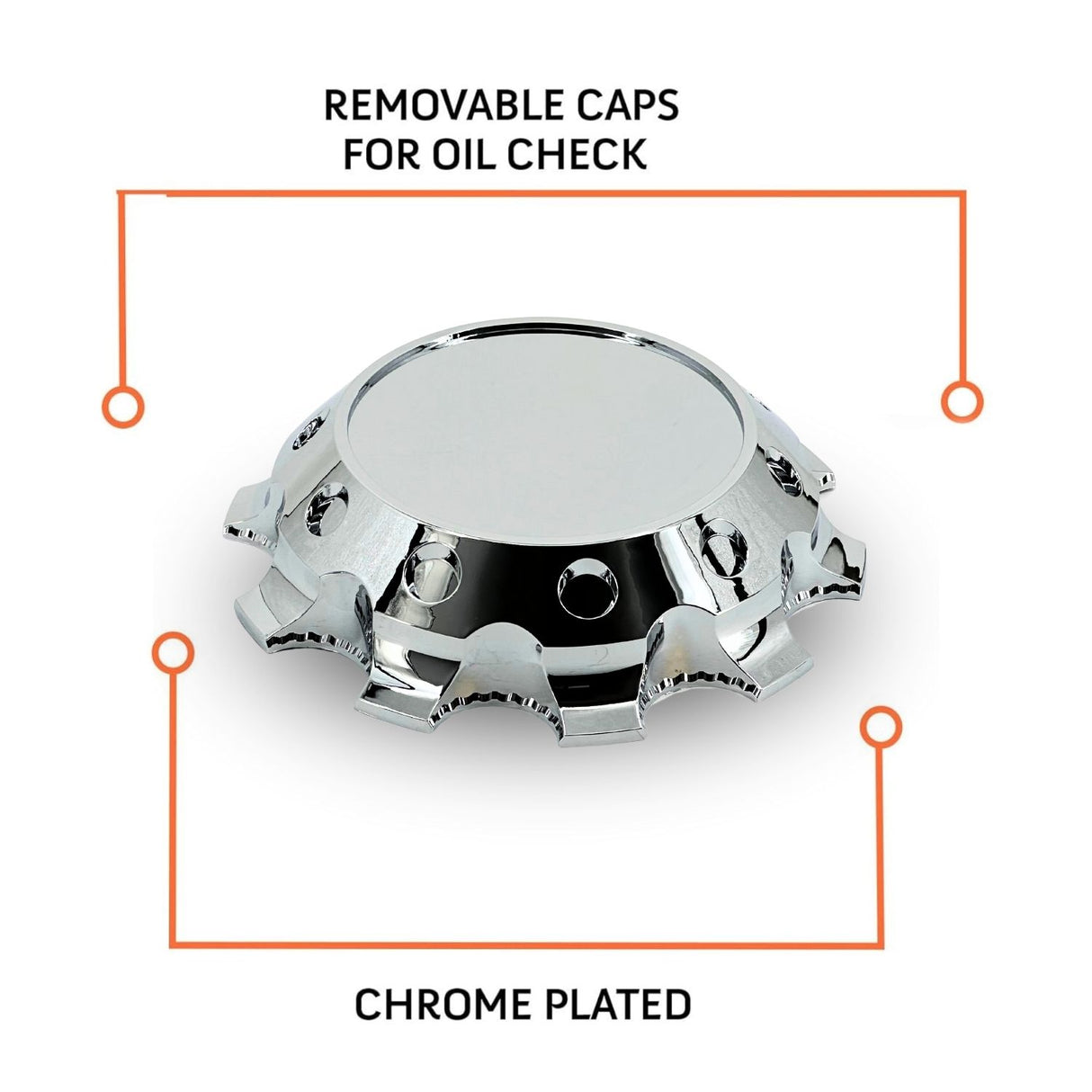 33mm Lug Nut Front Axle Wheel Cover - Chrome - Universal Fit - Aftermarketus Torque Lug Nut & Wheel Axle Covers