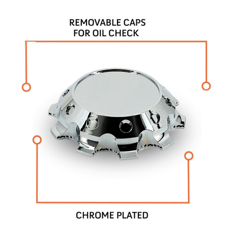 33mm Lug Nut Front Axle Wheel Cover - Chrome - Universal Fit - Aftermarketus Torque Lug Nut & Wheel Axle Covers