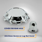 33mm Lug Nut Front Axle Wheel Cover - Chrome - Universal Fit - Aftermarketus Torque Lug Nut & Wheel Axle Covers