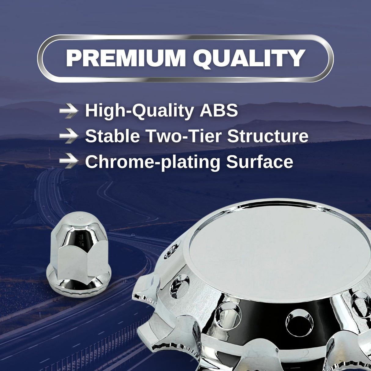 33mm Lug Nut Front Axle Wheel Cover - Chrome - Universal Fit - Aftermarketus Torque Lug Nut & Wheel Axle Covers