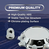 33mm Lug Nut Front Axle Wheel Cover - Chrome - Universal Fit - Aftermarketus Torque Lug Nut & Wheel Axle Covers