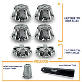 33mm Screw-on Front and Rear Axle Wheel Lug Nut Cover Set | Starlight Chrome | with Removal Tool