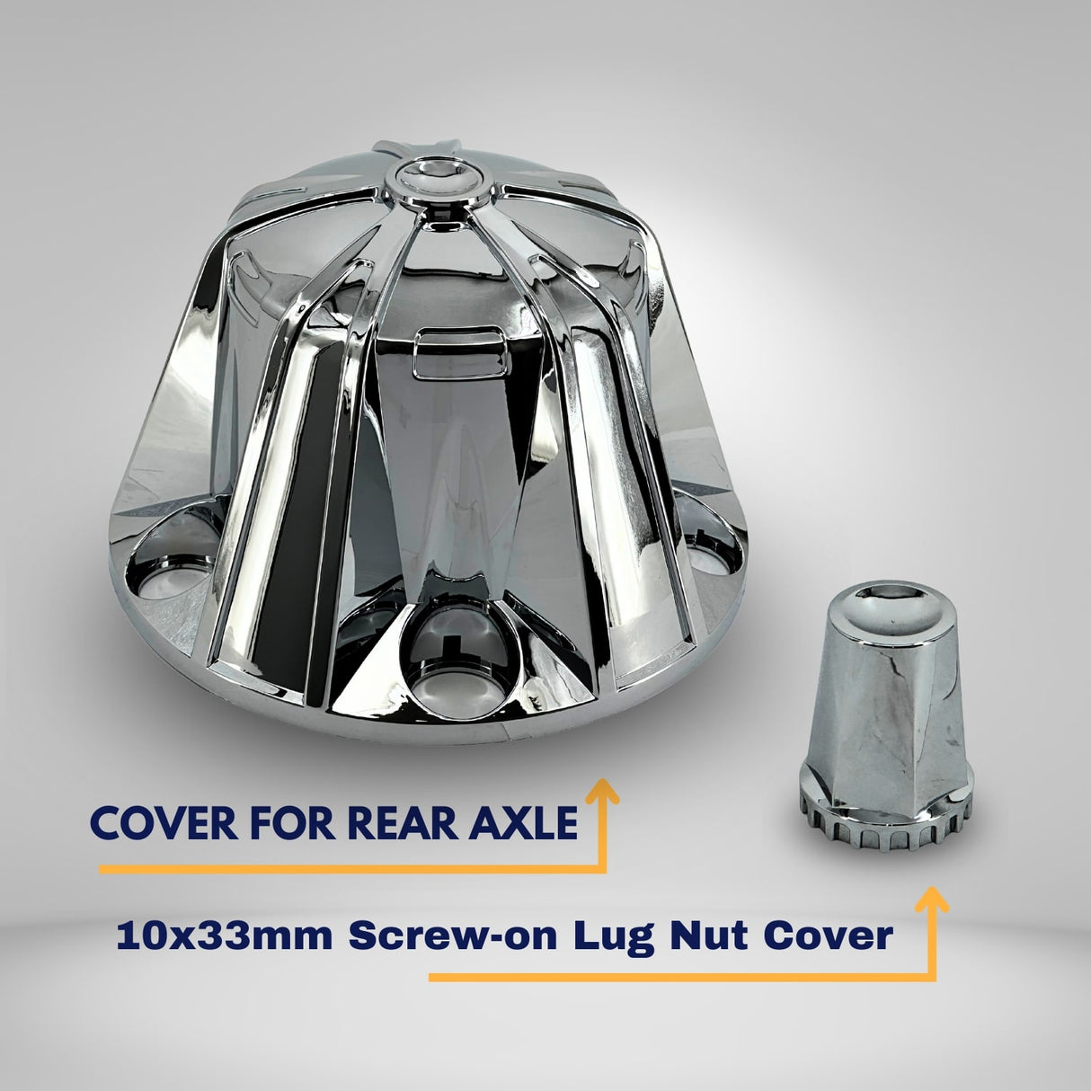 33mm Screw-on Front and Rear Axle Wheel Lug Nut Cover Set | Starlight Chrome | with Removal Tool