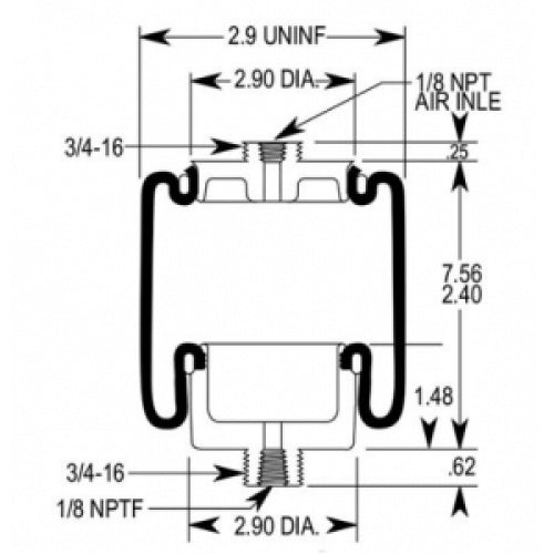 Cab Sleeper Air Spring Bag for Mack 227QS34 (Firestone 7007) - AFTERMARKETUS Torque Cabin Air Springs