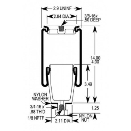 Cab Sleeper Air Spring Bag for Peterbilt (Firestone 7036) - AFTERMARKETUS Torque Cabin Air Springs