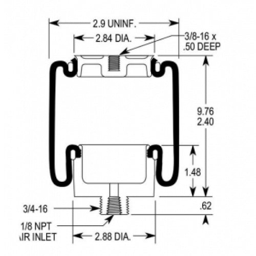 Cab Sleeper Air Spring Bag 7064 for Kenworth 1999 & EARLY - AFTERMARKETUS Torque Cabin Air Springs