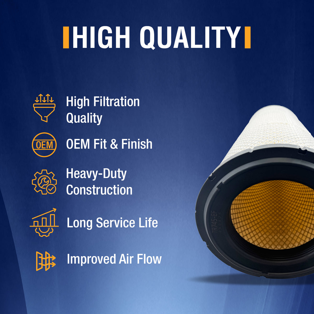 Engine Air Filter for Mack Anthem Pinnacle Granite | Replacement AF26363 RS4634 42808