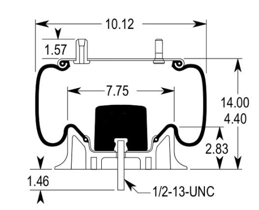 Trailer Air Spring Bag (Replaces Firestone W01-358-8204, Goodyear 1R12-522, Triangle 8484, Holland 905-57-173)