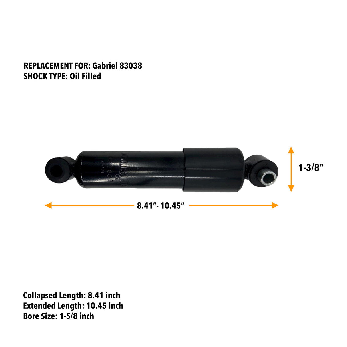 2 pack of TORQUE 83038  Cab Shock Replacement for Select Freightliner Cascadia, Columbia, Coronado, M2, 108SD, 114SD, 122SD model trucks (Replaces Gabriel 83038) (2 x TR83038)