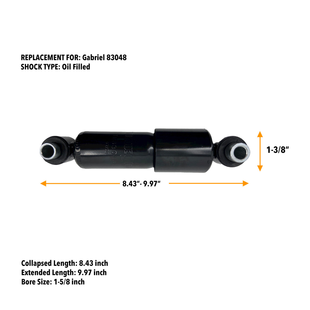 TORQUE 83048  Cab Shock Replacement for select Volvo VT, VAH 430, VHD, VN, VNL, VNM model trucks (Replaces Gabriel 83048) (TR83048) (2 packk)