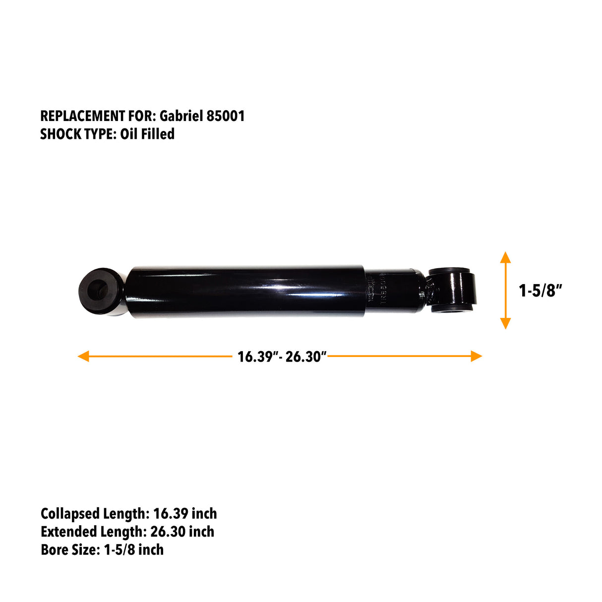 Shock Absorber for Peterbilt, Mack (Replaces Gabriel 85001)