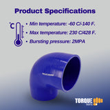 4" 90 Degree Silicone Hose with Clamps for Intake/Turbo