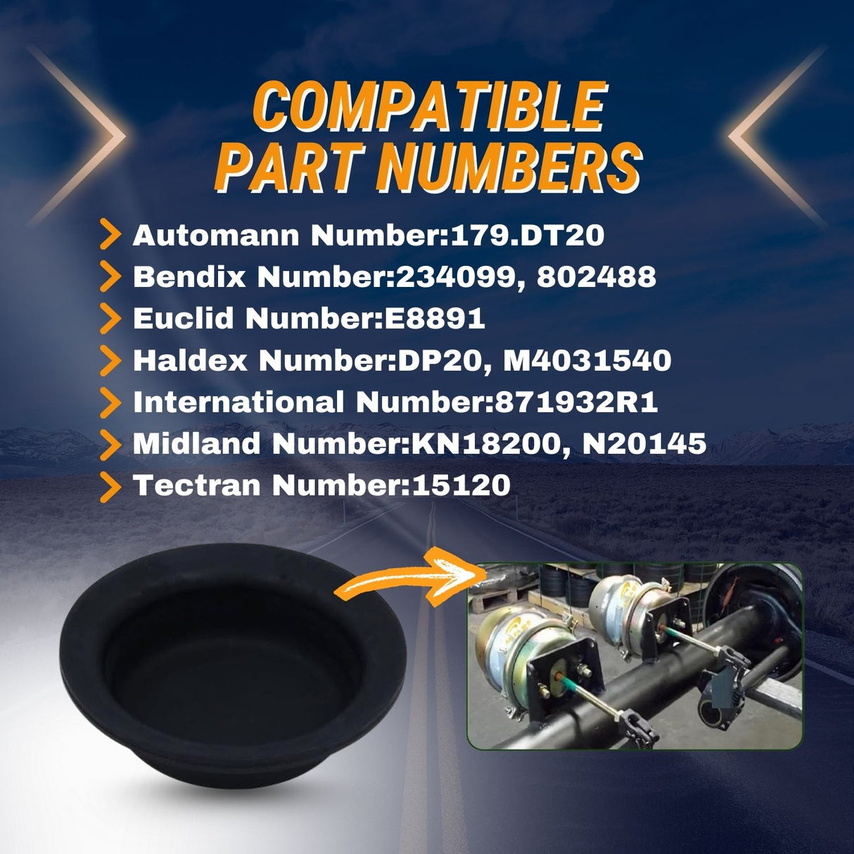 Type 20 Air Brake Diaphragm | 6.5" Outer Diameter | Replacement Bendix 234099