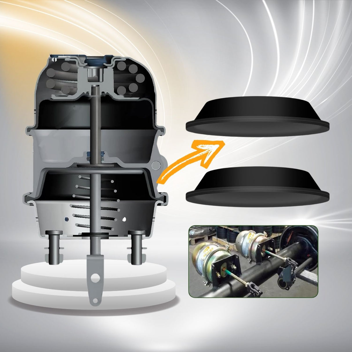 Torque 1 Pack of Type 36 Diaphragm for Semi Trucks Replacement for Velvac 031035,  Euclid E-8895, Midland-Grau 1836