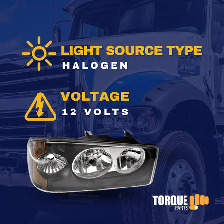 Halogen Headlight for 2008-2018 Mack Granite GU4 GU5 GU7 | Right