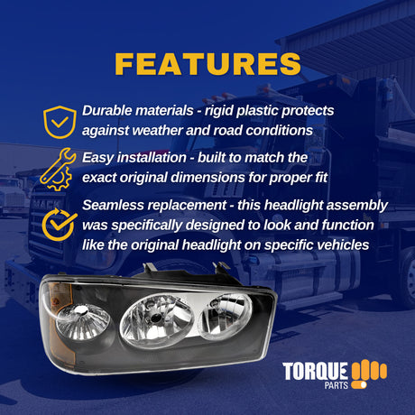 Halogen Headlight for 2008-2018 Mack Granite GU4 GU5 GU7 | Right