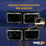 Headlight Housing Base with Wire Harness for Kenworth T600, Peterbilt 379 | Left