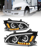 Black Projector Headlight for Kenworth T660 Trucks - Pair - AFTERMARKETUS Torque Headlights