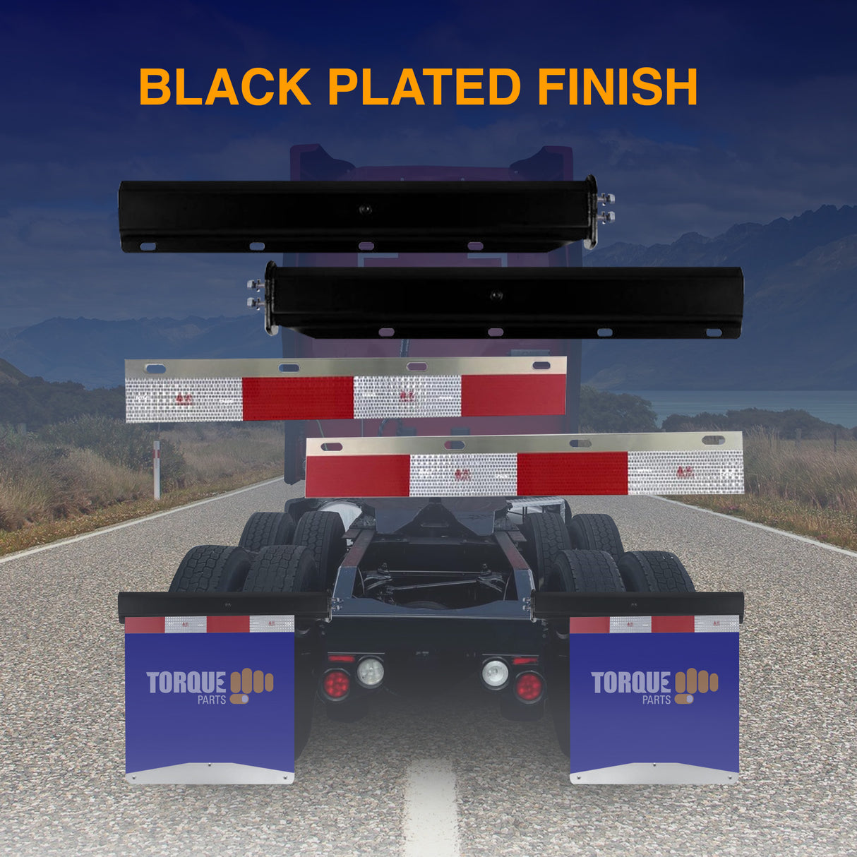 Black Mud Flap Hanger Pair 30' Straight Angled 2-1/2 inch