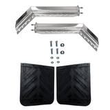 30" Chrome Spring Loaded Mud Flap Hanger with 24" x 24" Chevron Rubber Flaps - Set of 2