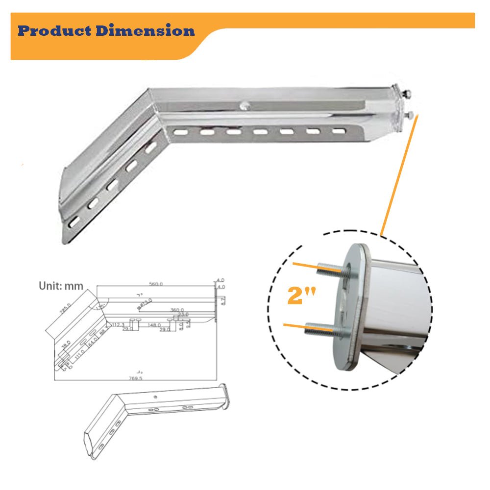 Mud Flap Hanger - Pair - 45 Degree Angled - 30 Inch - Chrome