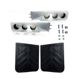 30" Chrome Mud Flap Hanger with 24" x 24" Chevron Rubber Flaps - Set of 2