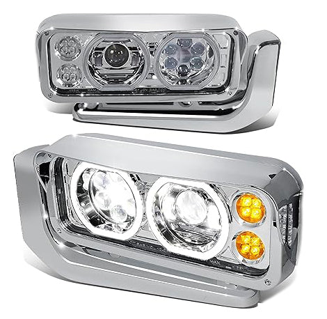 LED Halo Rings DRL Headlight for 1981-2021 Peterbilt - Pair