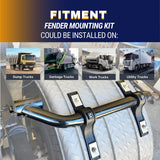 Universal Black Poly Fender Mounting Kit for Volvo Kenworth Mack Freightliner Semi Trucks