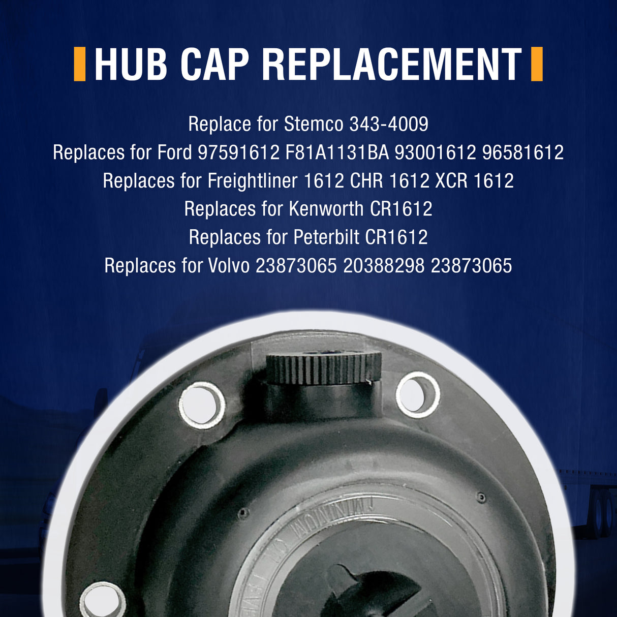 Composite Hub Cap with Plug & Gasket | 6 Hole 4.5 BC | Replaces 343-4024 | 2 Pack