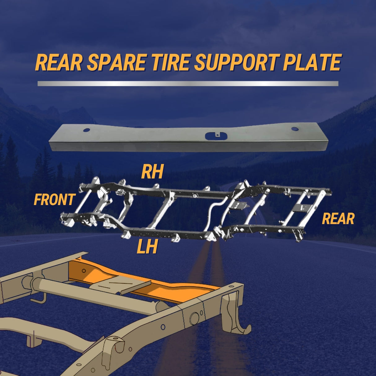 Spare Tire Support Plate Shock Mount Frame Crossmember Fit for 1999-2014 Chevy Silverado GMC Sierra 1500