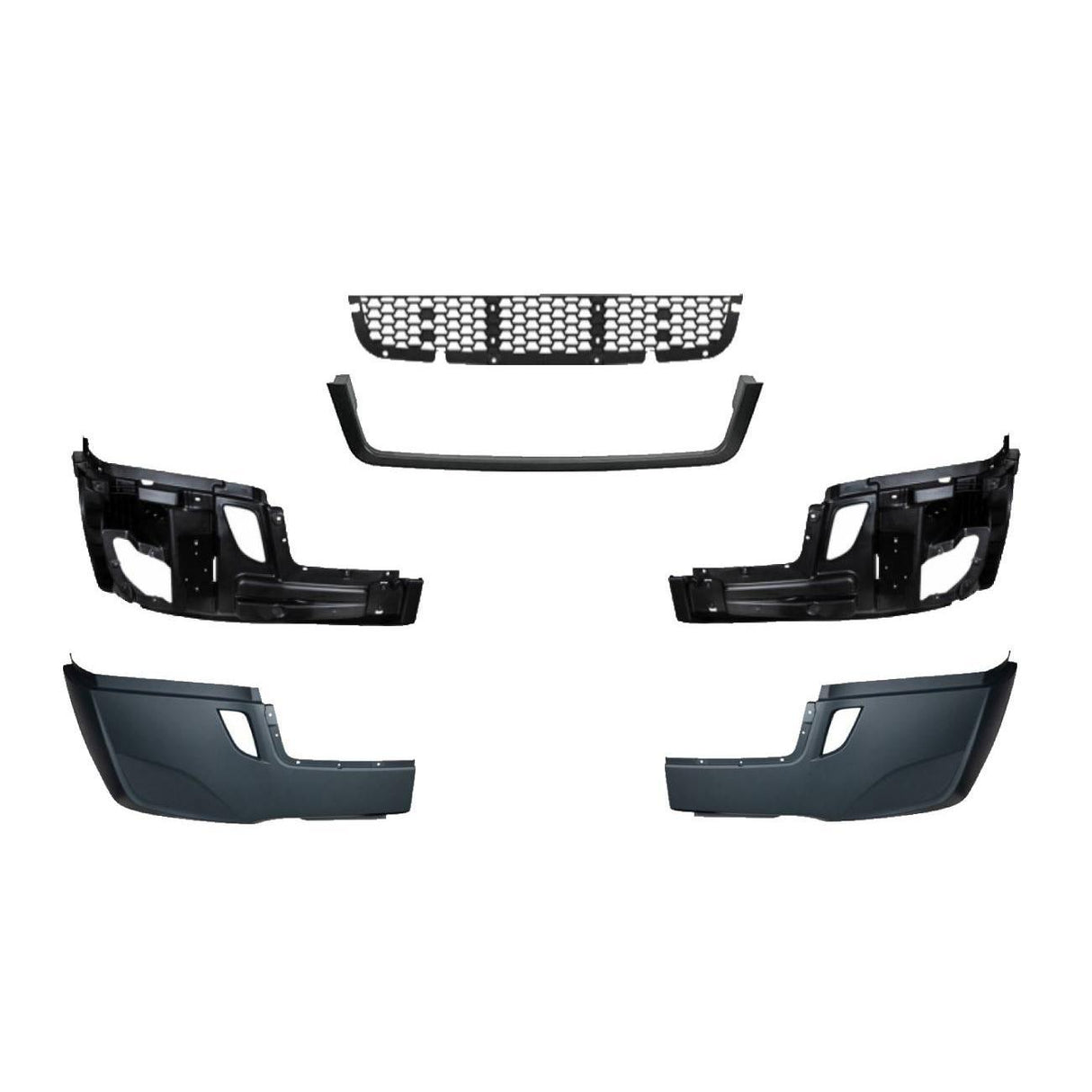 Bumper Replacement Set with Bumper Grille for 2018-2024 Freightliner Cascadia | without Fog Light Hole