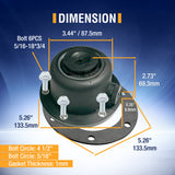 Composite Hub Cap with Plug & Gasket | 6 Hole 4.5 BC | Replaces 343-4024 | 2 Pack