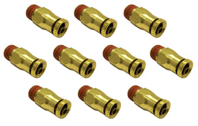 PTC Brass Air Male Straight Connector 1/4 OD 10 pcs Aftermarketus Other Pick-up Truck Parts