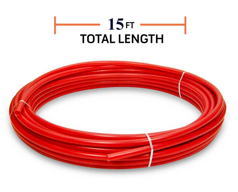 1/4" Pneumatic Polyethylene Tubing for Fittings RED 15ft