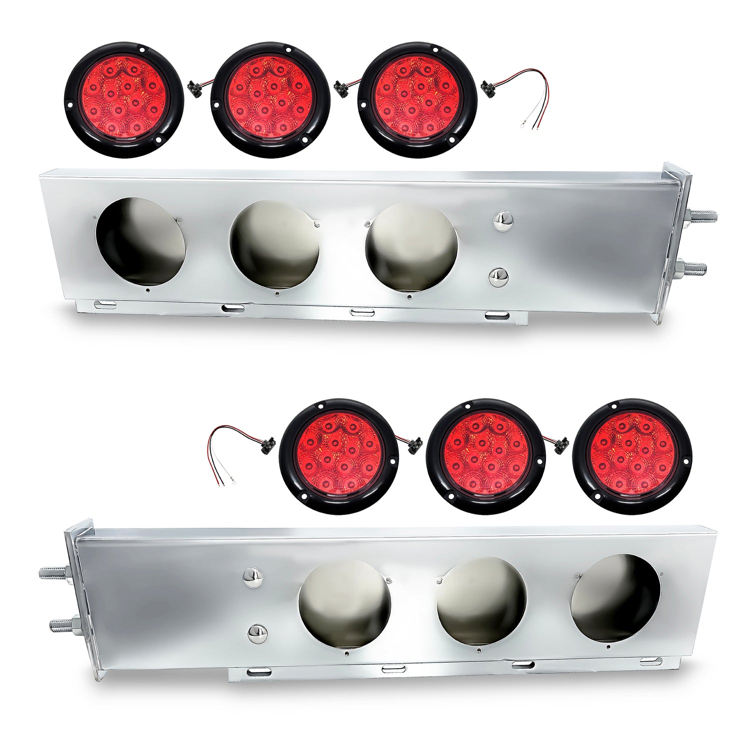 30" Chrome Mud Flap Hanger 2,5" Bolt Spacing w/ 6 LED Lights Aftermarketus Mud Flap Hangers