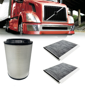 Cabin and Engine Air Filter Set for Volvo VNL | Replacement Fleetguard AF26163M AF26472M 20411815 Aftermarketus Air Filters