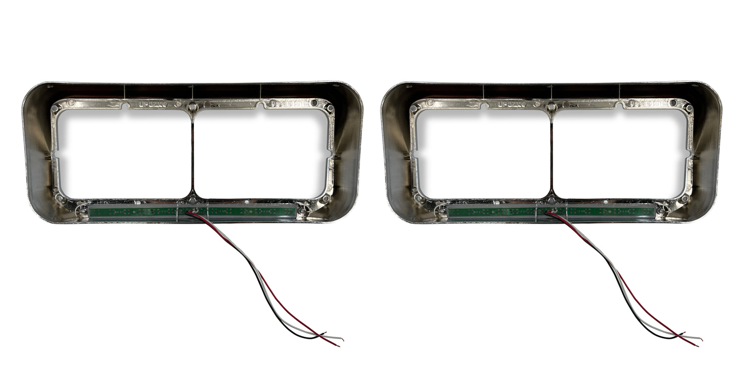 Headlight Bezel with Amber Light Strip for Kenworth Peterbilt Freightliner Semi Trucks | Pair Aftermarketus Headlights
