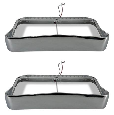 Headlight Bezel with Amber Light Strip for Kenworth Peterbilt Freightliner Semi Trucks | Pair Aftermarketus Headlights