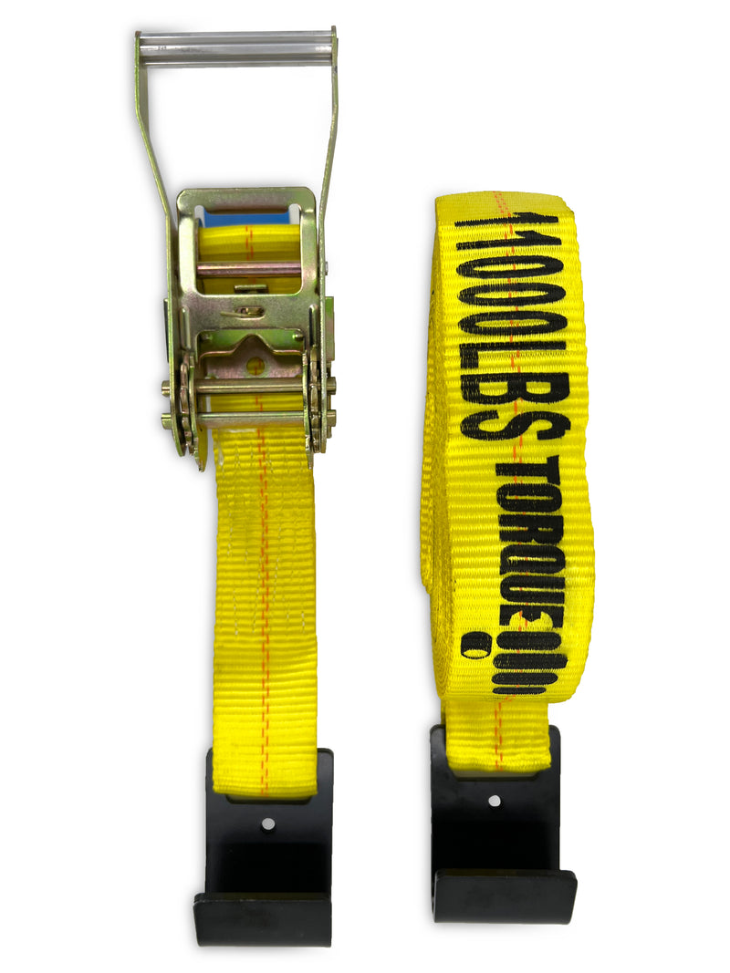 4 of 2"x30' Ratchet Straps with Flat steel Hooks 11000 lbs