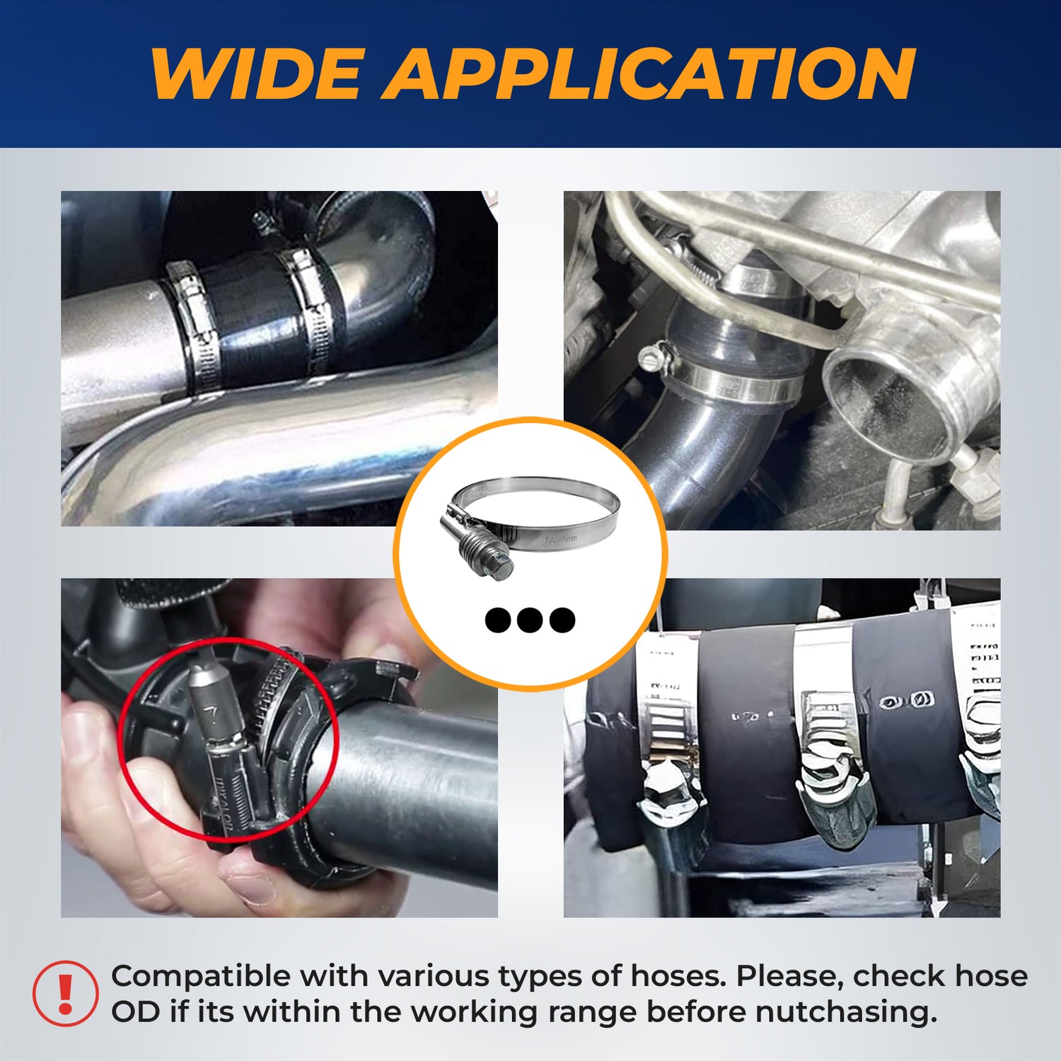 Constant-Tension Clamps for Soft Hose(3-5/8 " - 4" Diameter) Aftermarketus Silicone Hoses