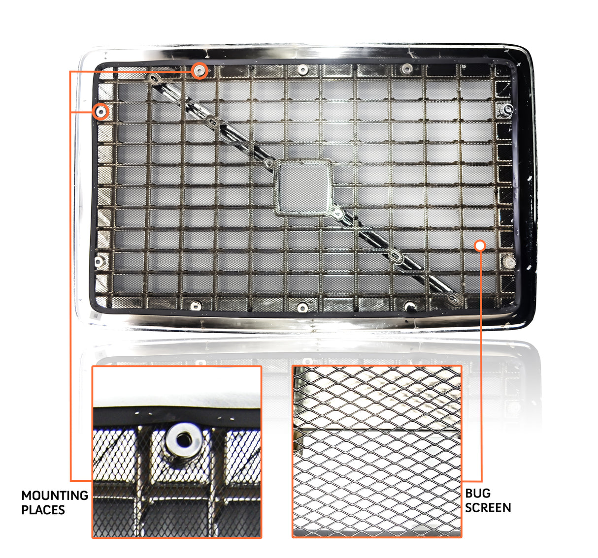 TORQUE Chrome Grille with Bug Screen for 2004-17 Volvo VNL