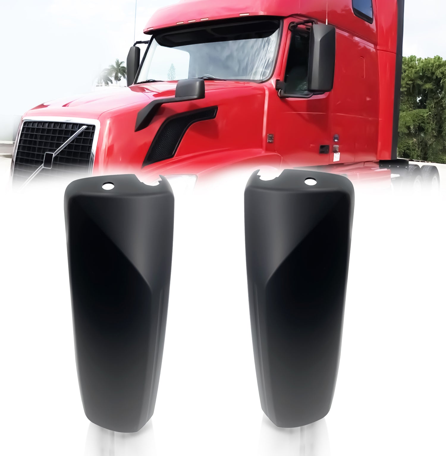 Door Side Mirror Cover for 2004-2017 Volvo VNL | Replacement Volvo 85133996 85133994 | Pair Aftermarketus Mirrors and Covers