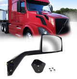 Right Side Black Hood Mirror w Mounting Kit 04-17 Volvo VNL